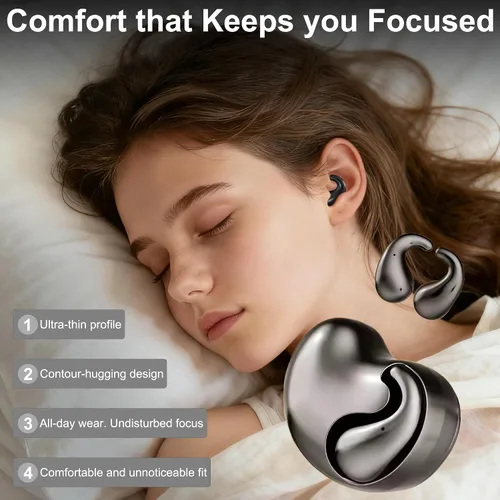 Miniatura 4 de Auriculares inalámbricos ultraplanos para orejas pequeñas, mini auriculares Bluetooth para mujeres y niñas, tiempo de reproducción 24 horas, diseño