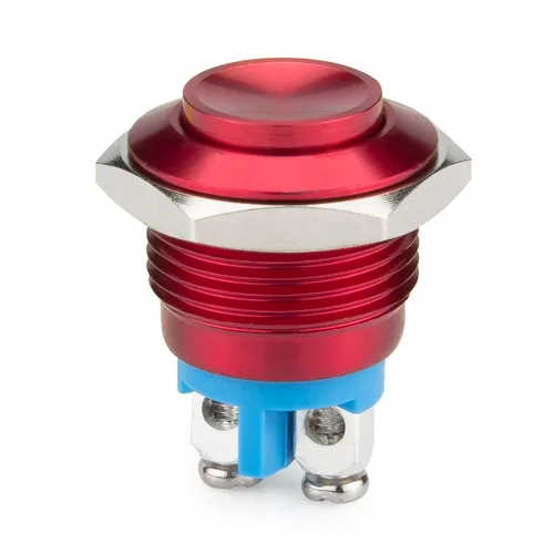 Miniatura 4 de 4 piezas DC6V/12V/36V/125/250V 3A 0.630 in interruptor de botón de metal momentáneo tornillo terminal botón con paquete de 4 interruptores rojos