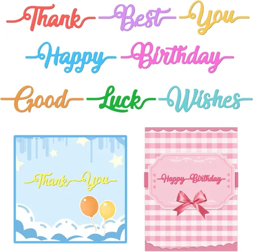 Miniatura 10 de INFUNLY Palabras sellos y troqueles de corte de vacaciones y sellos transparentes para hacer tarjetas, bricolaje, álbumes de recortes, decoración