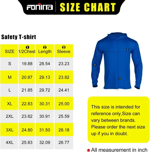 Miniatura 6 de FONIRRA Camiseta de manga larga de alta visibilidad para hombre, paquete de 3 camisas de trabajo de construcción con capucha Azul_3 piezas