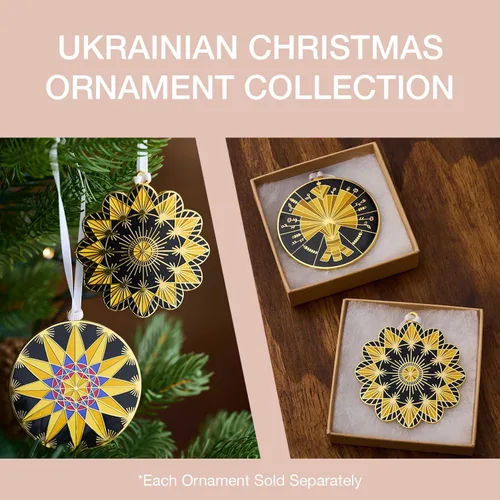 Miniatura 5 de Adorno colgante de estrella de Navidad ucraniana – Didukh de un lado, estrella de un lado – Diseñado por VikaVita – Adornos de Navidad 2022 Stand
