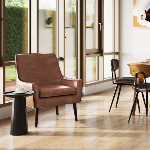Miniatura 2 de SIMPLIHOME Dayton - Mesa auxiliar redonda contemporánea de madera maciza de mango de 13 pulgadas de ancho en negro, completamente ensamblada