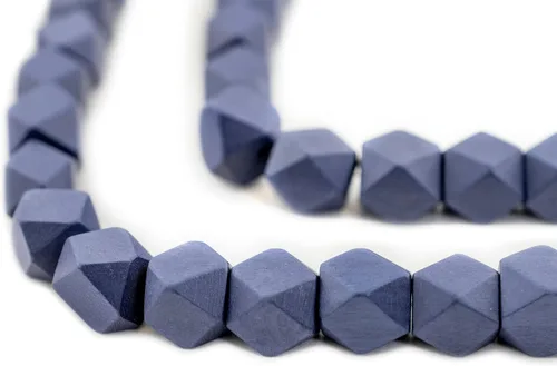 Miniatura 48 de TheBeadChest - Cuentas de madera de cubo sin esquinas azul azul: cuentas orgánicas naturales de corte de diamante de 0.787 in para la fabricación