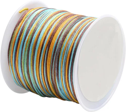 Miniatura 44 de Cordón de nailon para cuentas de 164.0 ft x 0.031 in, hilo de raso satinado de nailon trenzado para manualidades de macramé Mezcla de amarillo 1