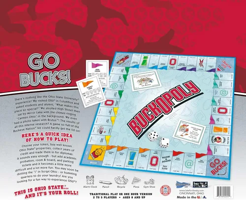 Miniatura 5 de Late For The Sky Ohio State Monopoly, escarlata, gris 15.38 x 10.63 x 2.06 pulgadas