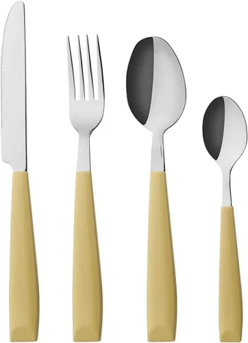 Annova WF232 - Juego de cubiertos de acero inoxidable con asas de colores cómodos de sostener, 4 tenedores de cena, 4 cuchillos, 4 cucharas de cena,