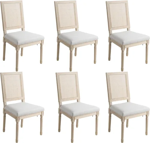 Miniatura 27 de Kmax Sillas de comedor estilo granja, patas de madera marrón, elegantes sillas de cocina copetudas, sillas de dormitorio francesas desgastadas