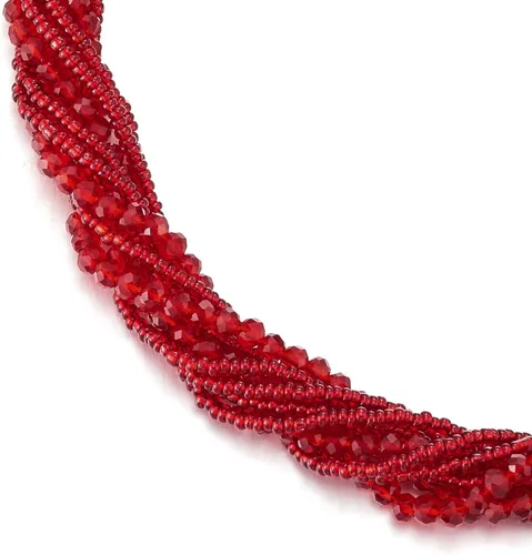 Miniatura 2 de COOLSTEELANDBEYOND Gargantilla de cadena trenzada de cristal multicapa, cierre magnético, collar llamativo, pulsera