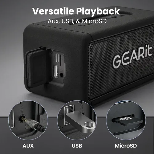 Miniatura 6 de GEARit Altavoz inalámbrico portátil Altavoz Bluetooth de 40 W V5.3 graves profundos IPX6 impermeable TWS emparejamiento 15H tiempo