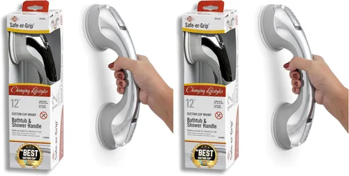 Miniatura 14 de Mangos para baño y ducha de Changing Lifestyles con agarre seguro de 17 pulgadas, 16.5, Blanco Blanco/Gris