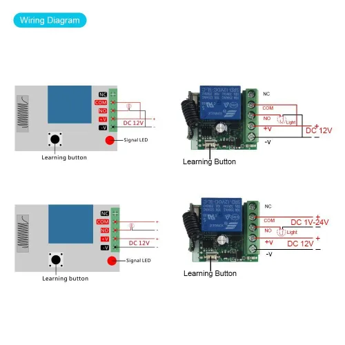 Miniatura 3 de QIACHIP DC 12V 1CH 433MHz control remoto inalámbrico de relé RF interruptor momentáneo de luz transmisor con receptor (1 relé)
