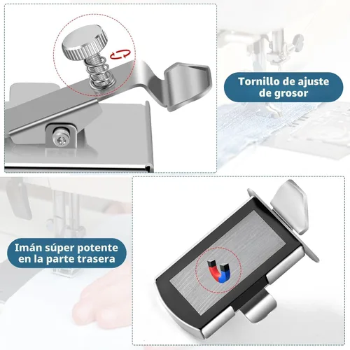 Miniatura 2 de TIGARI - Guía magnética de costura para máquina de coser, guía magnética de costura con clip, regla multifuncional, guía de orillar, guía