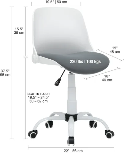 Miniatura 3 de Studio Designs - Silla giratoria plegable contorneada, silla de escritorio ergonómica con altura ajustable, respaldo plegable para almacenamiento