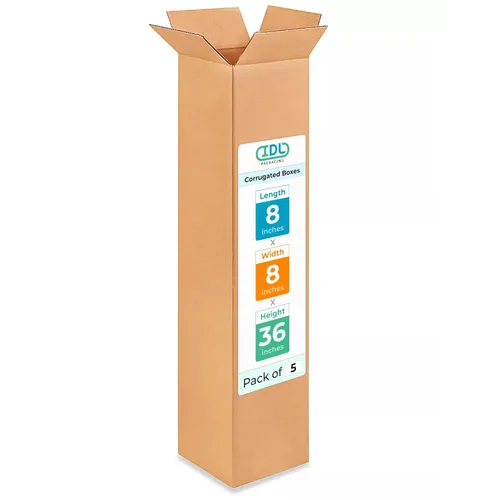 Miniatura 315 de IDL Packaging Paquete de 5 cajas de envío altas de 8 x 8 x 48 pulgadas, extra resistentes de 200 libras frente a caja regular, cajas de mudanza