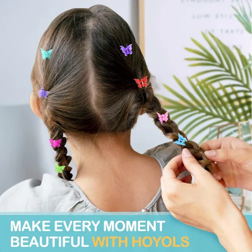 Miniatura 6 de HOYOLS Mini pinzas para el cabello de mariposa, pinzas pequeñas Y2K para mujeres y adolescentes, bonitos accesorios de cabello de los años 90