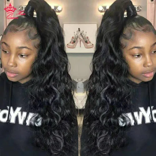 Miniatura 6 de Extensiones de cabello humano con clip en cola de caballo con cordón, cola de caballo brasileña, cola de caballo para mujer, productos Queen Hair