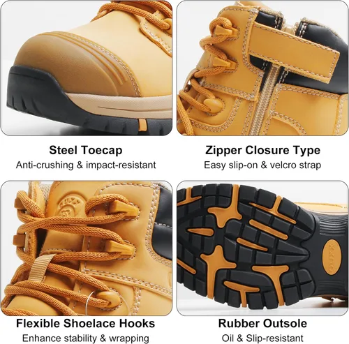 Miniatura 7 de Botas de trabajo para hombre, zapatos con punta de acero y cremallera lateral, resistentes al agua, antideslizantes, a prueba de pinchazos (OX2720)