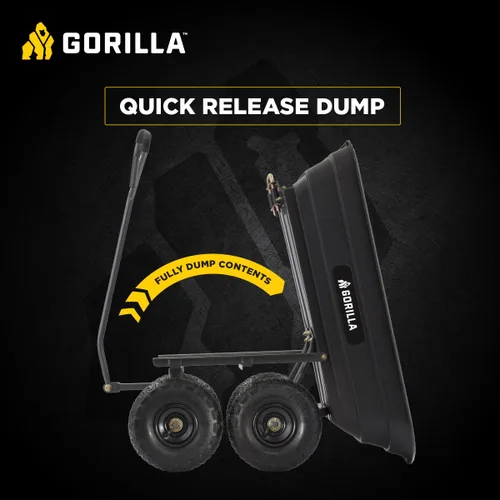 Miniatura 3 de Gorilla Carts Poly Garden Carro Volquete, Tina de 4 Pies Cúbicos, Capacidad de Transporte de 600 Libras, Negro – Carretilla Utilitaria de Servicio