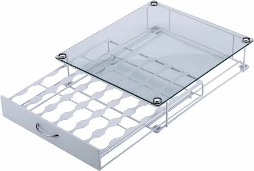 Miniatura 5 de K Cup Pod Holde - Cajón superior de vidrio, soporte para cápsulas de café, compatible con almacenamiento de cápsulas, 42 K Cup (blanco)