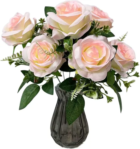 Miniatura 15 de Cabezales de rosas artificiales de 3.5 pulgadas, 20 unidades, rosas rosas claras de aspecto real para boda, decoración del hogar, manualidades, Rosa