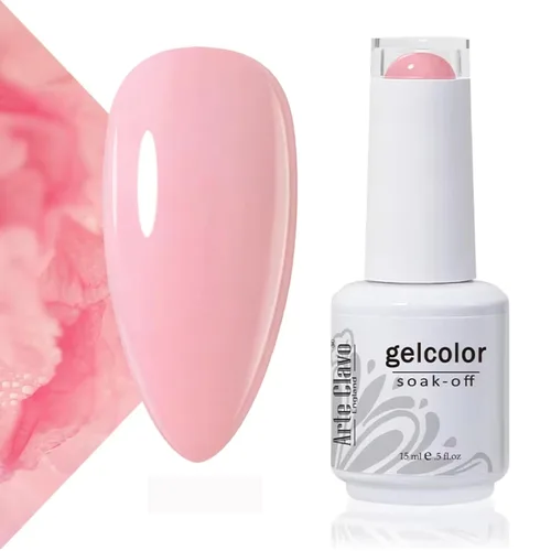 Miniatura 24 de Arte Clavo Esmalte de uñas de gel rosa lechosa de 0.5 fl oz, con luz LED, UV, remojado, transparente, rosa nude, manicura francesa, rosa claro