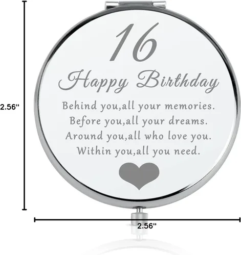 Miniatura 8 de 16th Birthday Gift Idea for 16 Year Old Girls, Happy 16th Birthday Gift for Daughter Granddaughter Niece Sister Friends, Double Sided Travel Compact
