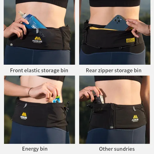 Miniatura 4 de ICE FLAME Cinturón para correr, fitness y correr para mujeres y hombres, paquete de banda de cintura para llaves de teléfono, cinturón