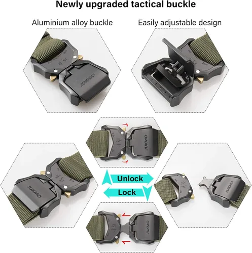 Miniatura 2 de Cinturón táctico JUKMO, cinturón de nailon para pistola militar de 1.5 pulgadas con hebilla de liberación rápida resistente