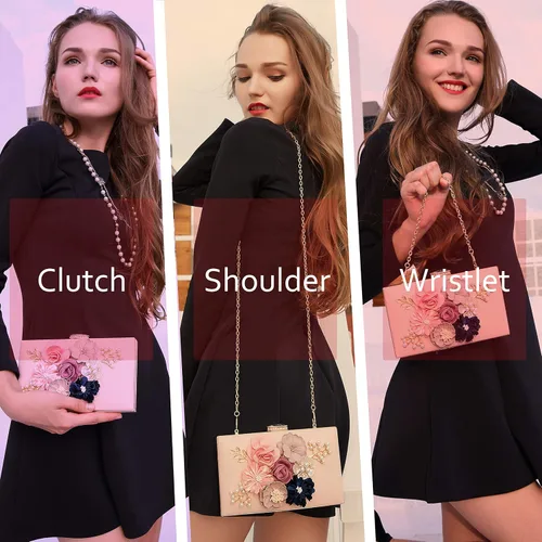 Miniatura 2 de Milisente - Bolso tipo clutch de diseño floral, bolso de noche para mujer, para novias, bodas