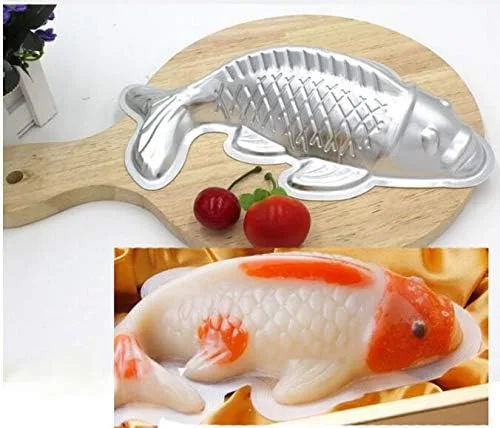 Pastel en forma de pez, molde de pastel de pescado koi, molde de aleación de aluminio 3D para pasteles (7 pulgadas)