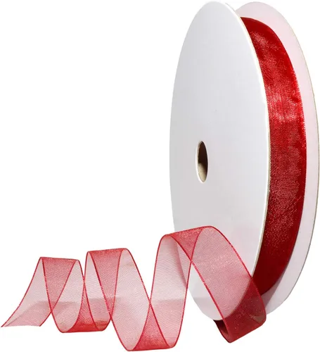Miniatura 4 de Morex Ribbon 91803/100-609 Cinta de nailon Organdy, 5/8 pulgadas por 100 yardas, color rojo