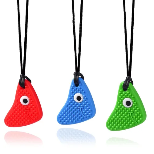 Miniatura 8 de Seeway - Collares masticables para niños sensoriales, paquete de 3 juguetes sensoriales de silicona para masticar, diferentes texturas Chewelry