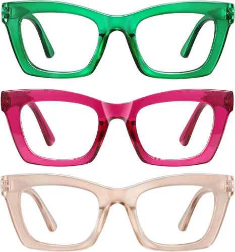 Miniatura 15 de Reading Glasses for Women - Stylish Blue Light Blocking Glasses Square Readers with Spring Hinge C1-tortuga blanca