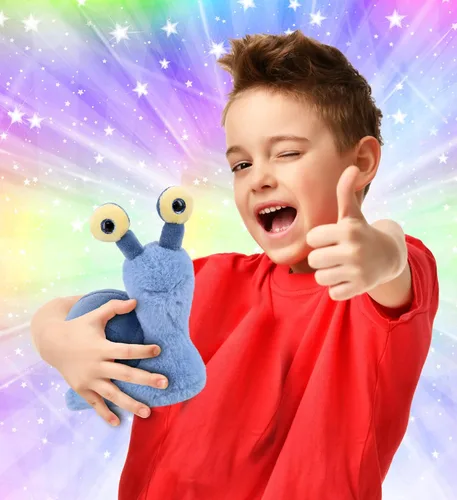 Miniatura 2 de DolliBu Caracol de peluche – Caracol azul de ojos grandes y abrazable, adorable juguete de peluche para jugar, lindo regalo de vida silvestre
