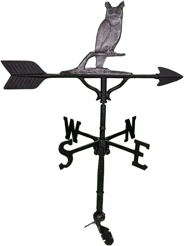 Miniatura 6 de Montague Metal Products Veleta de 32 pulgadas con adorno de búho negro satinado