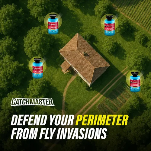 Miniatura 3 de Catchmaster - Trampa para moscas reutilizable para exteriores, 2 tarros azules colgantes con cebo Catches house, bottle & blowflies, Food-based
