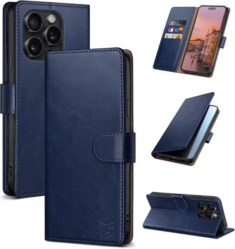 Miniatura 9 de SUANPOT Diseño para iPhone 15 Pro Max 6.7 pulgadas Funda tipo cartera con tarjetero de crédito RFID, funda de piel sintética para mujeres y hombres