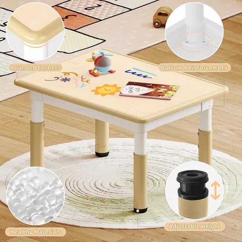 Miniatura 5 de GITAWUSA Juego de mesa y sillas de estudio para niños, juego de mesa y sillas para niños de 3 a 8 años, 31.5 pulgadas de largo x 23.6 pulgadas