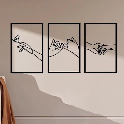 Miniatura 7 de Arte de pared de metal con forma de mano de cuerpo minimalista de líneas femeninas, esculturas de pared modernas de línea abstracta para el hogar