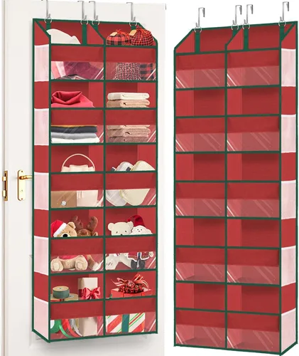 Miniatura 10 de Organizador para colocar sobre la puerta de 6 niveles, almacenamiento extra grande detrás de la puerta de 12 compartimentos, capacidad de peso de 80