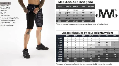 Miniatura 6 de JWJ Men's 2 in 1 Workout Running Shorts 7 Inch Lightweight Athletic Gym Shorts with Compression Liner