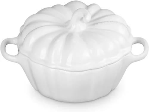 Miniatura 12 de Le Creuset Gres Figural Calabaza Petite Cocotte, 12 oz., Caqui Naranja (Persimmon)