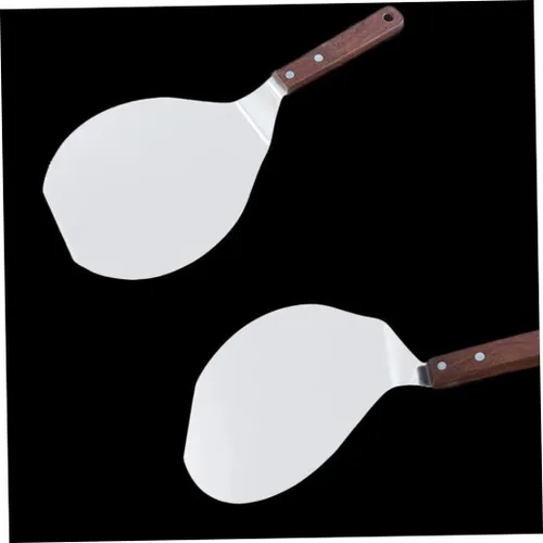 Miniatura 5 de Sartenes para pizza, Acero inoxidable Pizza Peel Mango de madera, Ronda Pastel Pizza Pala Cocina Hornear Herramienta