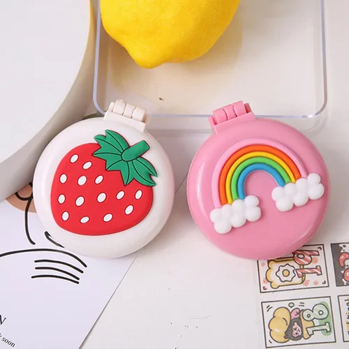 Miniatura 4 de Cepillo de pelo de viaje, peine de bolsillo con mini espejo, cepillos de pelo plegables compactos, redondos, mini peine de masaje compacto