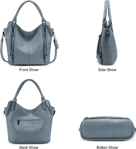 Miniatura 42 de Bolso Hobo oculto para mujer, de piel sintética, bolso cruzado de hombro, bolsa grande con funda desmontable