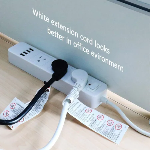 Miniatura 7 de FIRMERST 1875W Cable de extensión de enchufe plano de perfil bajo 1 pie 14AWG 15A Blanco