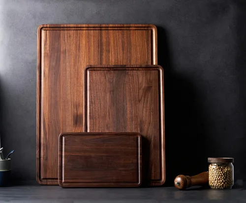 Miniatura 8 de AZRHOM Tabla de cortar de madera de nogal, tablas de cortar pequeñas de madera de 12 x 8 pulgadas con ranura profunda para jugo y mango lateral