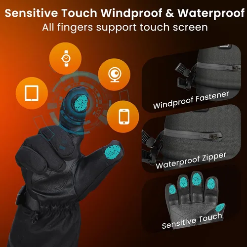 Miniatura 6 de MADETEC Guantes térmicos para hombres y mujeres, 7.4 V 22.2 Wh, batería recargable, guantes térmicos eléctricos, para pantalla táctil completa