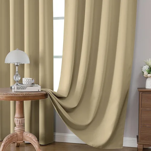 Miniatura 5 de CUCRAF - Cortinas opacas beige de 45 pulgadas, juego de 2 paneles con bolsillo para barra, cortinas para oscurecer dormitorios y sala de estar