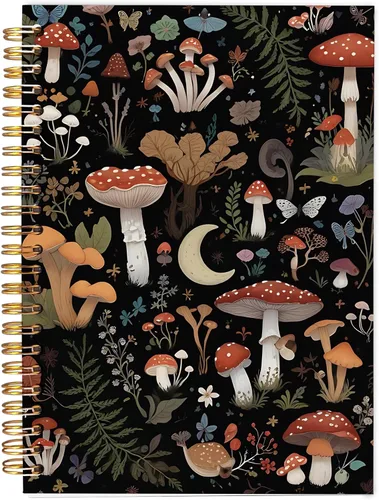 Cuaderno de Setas de Ecezatik, Regalos de Setas para Mujeres Amantes de los Hongos, Cuadernos Botánicos de Cottagecore Oscuros para Mujeres,